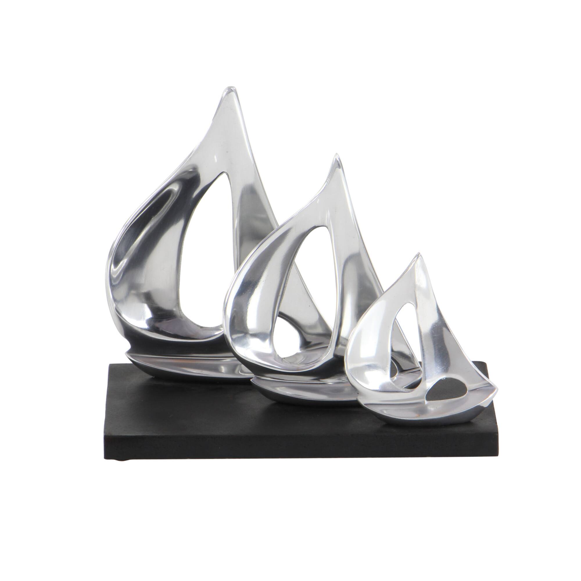11" Silver Sail Boat Coastal Sculpture